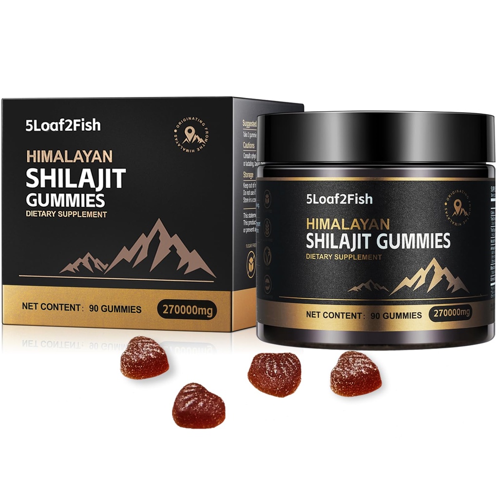 有机物 Shilajit Gummys,纯喜马拉雅 Shilajit Gummys for Men Supplement, Gold Shilajit Gummys for Women, Natural 85+ Track Minerals, Ashwagandha, 黑种子油提取, 90 Gummys