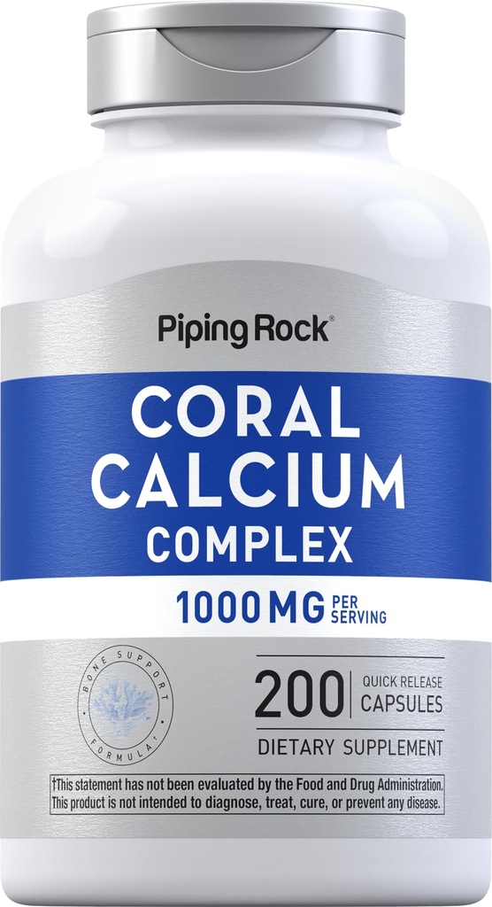 管道岩珊瑚钙 1000 mg → 200 Capsules → 200 Capsules → Bone 配有维生素D, C,和镁 → N-GMO, Gluten Free Supplement