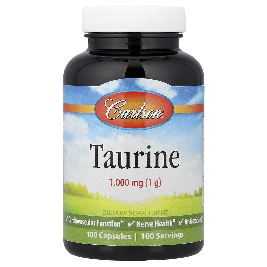 Carlson - Taurine, Free-Form 氨基酸, 支持, Nerve 健康和肌肉功能, 100 盖
