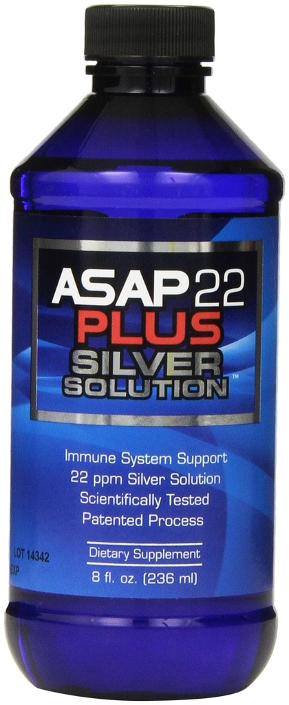 美国生物技术实验室 - ASAP 22 Plus银溶液 - Immune System Support, 22 ppm银溶液饮食补充剂 - (8 oz)