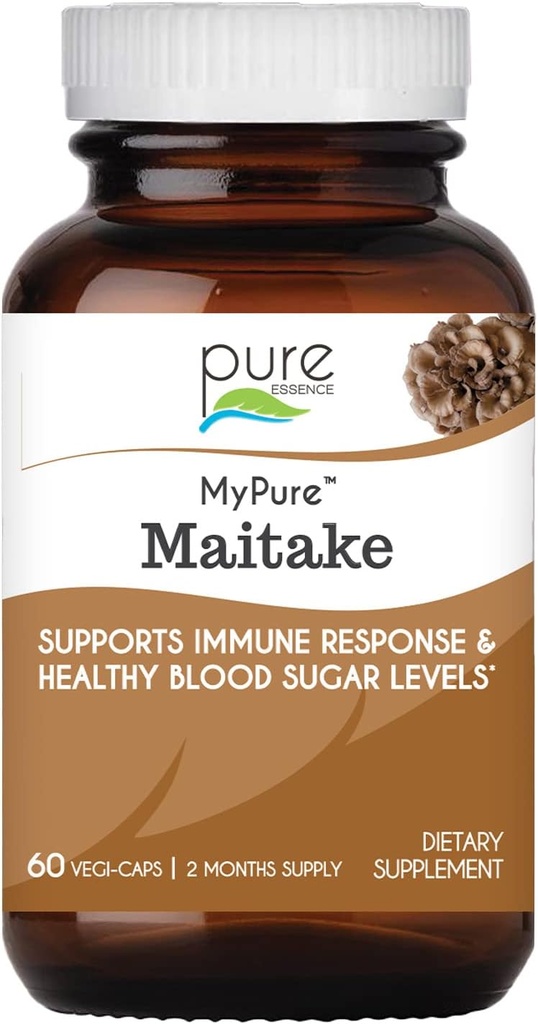 PURE ESSENCE LABS MyPure Maitake Mushrooms - 集中的Mitake Mushroom粉末补充剂,用于免疫系统支持、缓解压力、建设能源、为男女提供强力助推器 - 2个月供应