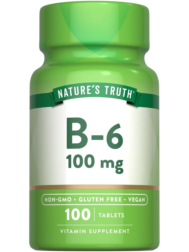 大自然的真理 B6 维生素 | 100mg | 100平板 | Vegan, Non-GMO & Gluten Free Supplement