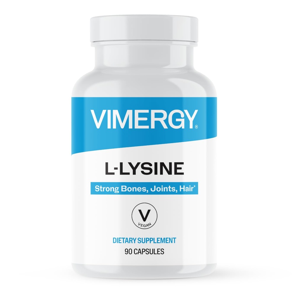 Vimergy L-Lysine – 促进健康的皮肤,头发和钉子 * – 支持健康的代谢 * – Vegan, Non-GMO & Gluten-free – 90 Capsules