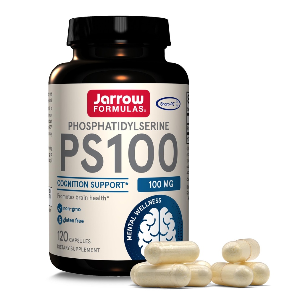 Jarrow Formules ® PS100 磷酸id,100毫克,大脑健康和认知支持膳食补充剂,120卡普勒,最多120天供应量