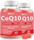 糖自由CoQ10 Gummys 200 MG, Coenzyme Q10 (Ubiquinone) Gummys for Adults, Co Q10 配 Omega-3, 镁, 能量,脑支持