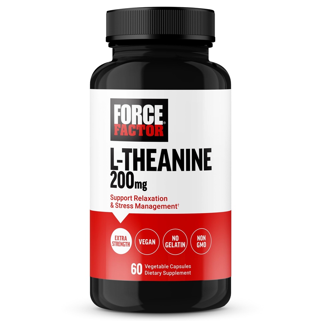FORCE FACTOR L Theanton, 额外力量L-Then 补充缓解压力, 并支持冷静和放松, L Theanine 200mg Capsules, Vegan, Non-GMO, No Gelatin, 60 蔬菜 Capsules