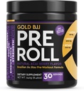 Gold BJJ PreRoll - Jiu Jitsu Pre Workout 能源,焦点,和耐力的附加品 - 具有自然火焰的武术特定工作前粉剂配方(Acai Berry,30位服务员)