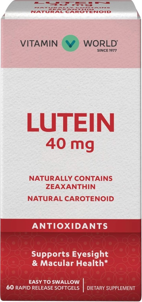 维生素世界40mg 60 快速释放软胶、眼部健康、视觉、抗氧化剂