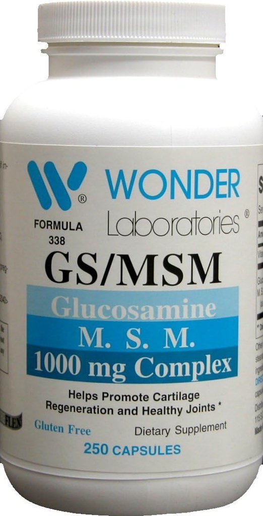 Wonder Labs Glucosamine/MSM, 帮助促进心血管再生和健康关节 - 250卡普尔