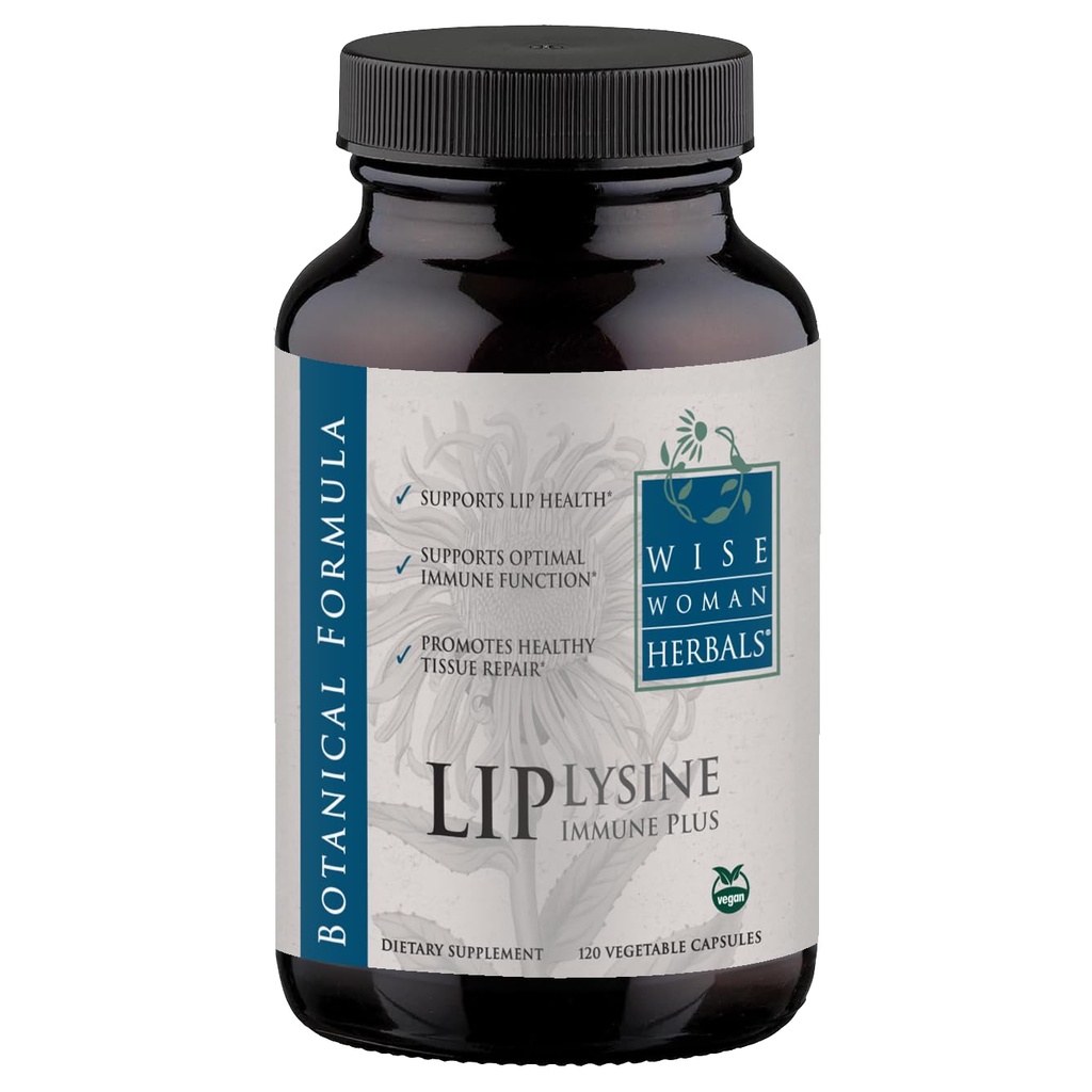 智慧女性草药 利敏液 + Lip, Additive-free 非GMO 公式, 高概率 L-Lysine & 豁免 混合剂, Lip & Skin 健康支持, 天然免疫防护, 120 Veg Caps