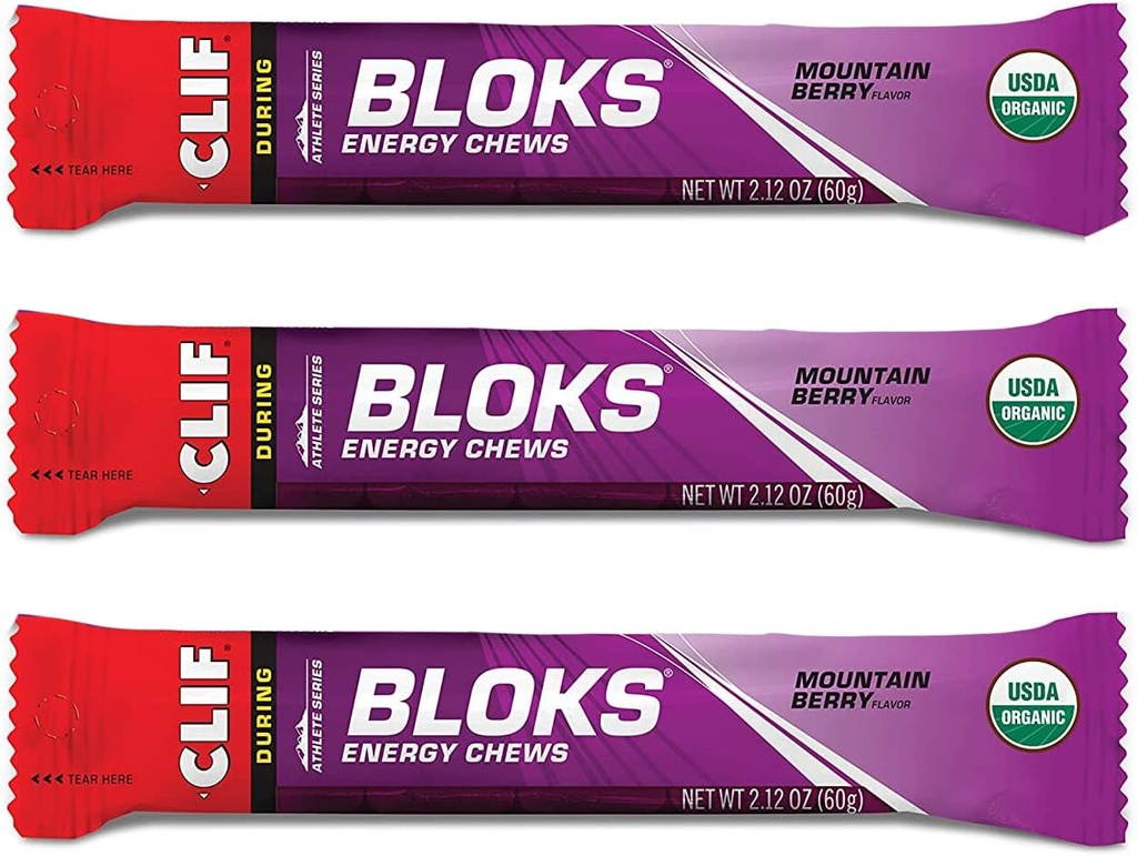 CLIF BLOKS - 能源厨师 - 山莓 - 非GMO - 工厂食品 - 循环和运行的快速燃料 - Workout Snack(2.1 Ounce Packet, 3 Counter)