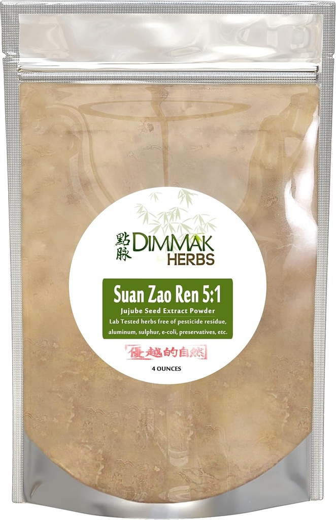 Dimmak Herbs Organization Suan Zao Ren 5:1 超强抽取粉末 Jujube种子(ziziphus) 中国草药实验室测试 5:1 聚焦 Granules 112g / 4oz