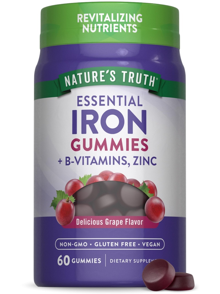 (原始内容存档于2017-10-21). Nature's Truth Iron Gummys QQ 60 Counter QQ Vegan, Non-GMO & Gluten Free Supplement QQ 与 Zinc & B Vitamins QQ Grape Flavor.