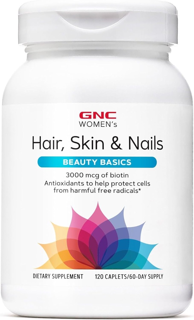GNC 女性的头发,皮肤和钉子 + 每日多维他明 混合 + 生物素 (3,000 mcg), Hyaluronic Acid, 维生素C & E 与 Niacin + 添加抗氧化剂 + 支持妇女健康和美 + 120 卡普