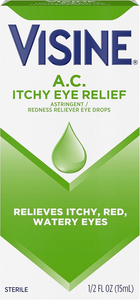 Visine A.C. Ichy Elease Eyes Drops with Zinc Sulfate & Tetrahydrozoline HCl, 眼滴处理与红解脱和Astringent for Echy, Red, Watery & Irited Eyes, 0.5 f.