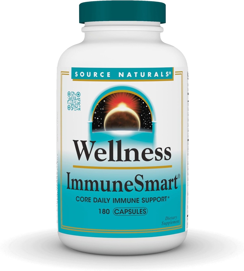 来源:自然健康(Naturals Wellness ImmuneSmart) - 用于核心日常免疫支持*,包括维生素A、C和D、锌、老莓、Echinacea、Andrographis、土耳其泰尔和大蒜 - 180卡普勒