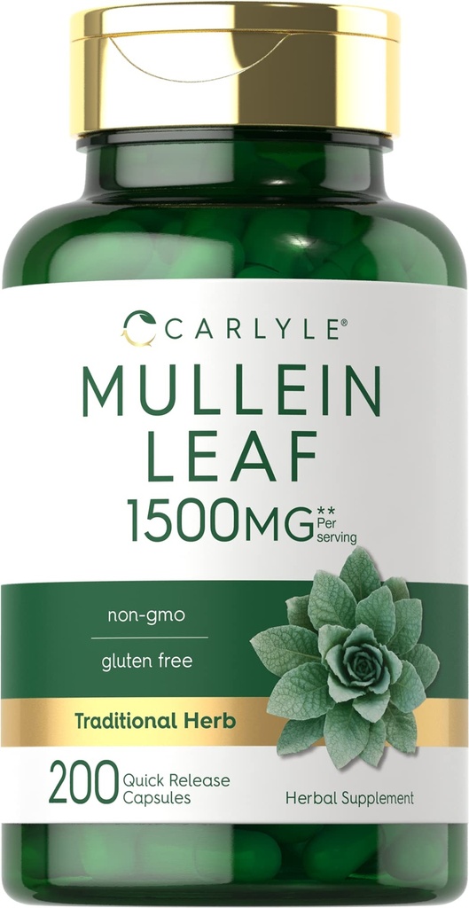 卡莱尔·穆莱因叶片提取 1500mg → 200 Capsules → Verbascum Thapsus → Non-GMO, Gluten 免费补编