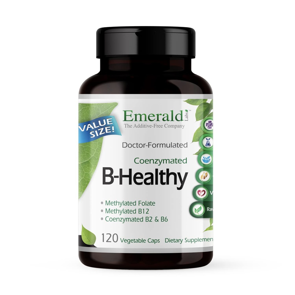 EMEARLD LABS B-健康 - Vegan维生素B 复合体 - 包括甲基叶酸和全谱 B 维生素 - 支持免疫、脑和心脏健康* - 120 蔬菜卡普尔