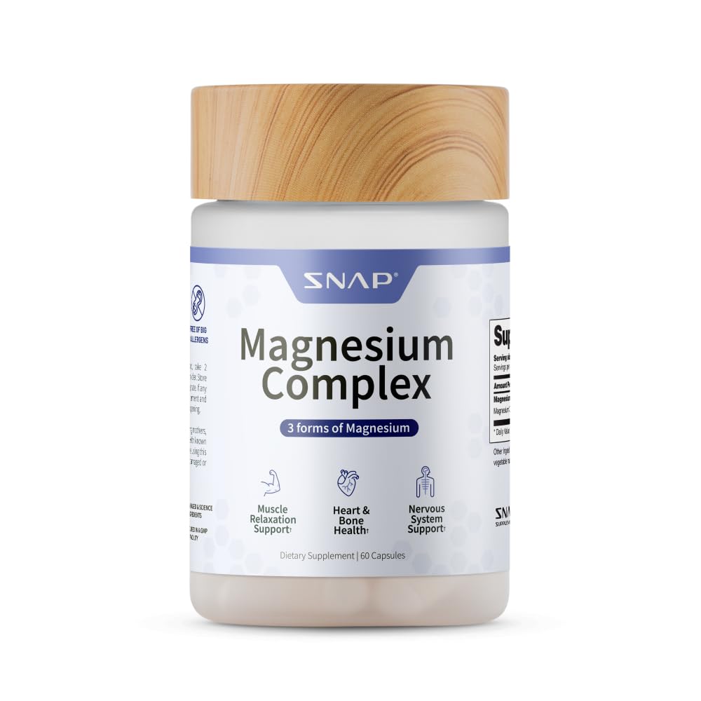 Snap 补充 3-in-1 镁复合物 补充 镁 Bisglycnit, Oxide, Citrate, Triple Magnesium 复合物 60 Capsules