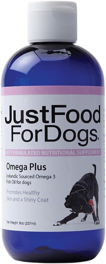 Just FoodForDogs Omega Plus Premium Fish Oil for Dogs Omega 3 补充品,液体,8 oz