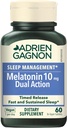 Adrien Gagnon - Melatonin 10mg, 双行动时间释放 Melatonin 用于深眠, 成人自然睡眠援助 超强力量, 60 Vegan Melatonin 快速溶解板
