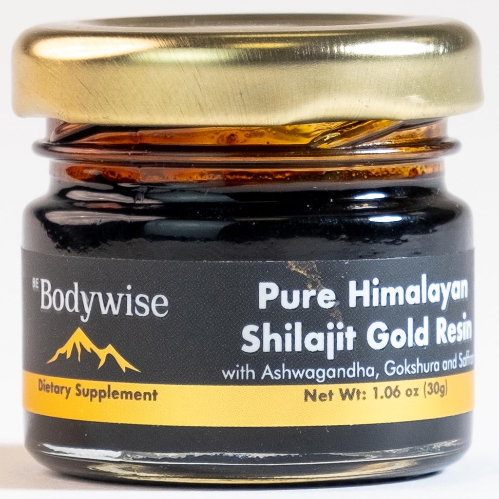 纯体喜马拉雅Shilajit Resin Gold I Lab 测试 I Ashwagandha, Gokshura & Saffron I Fulvic Acid & Trace Minerals I Shilajit 用于男女双方的零糖I 100%有机和天然I 30 gm.