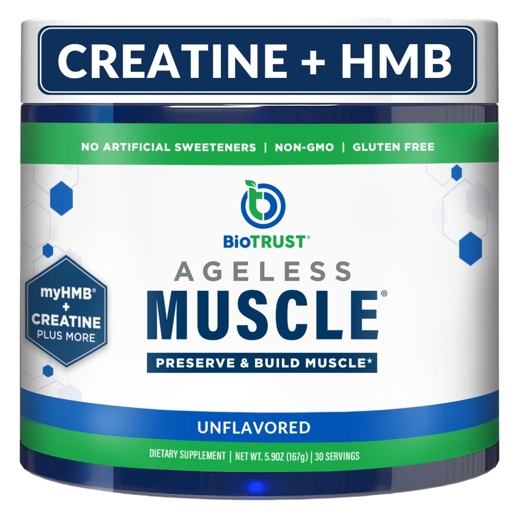 生物信任无龄肌肉构建器 - Creatine HMB Powder with Vitamin D3 & Betaine - 构建和保存自然下降的肌肉质和强度 - 不受欢迎,30种服务