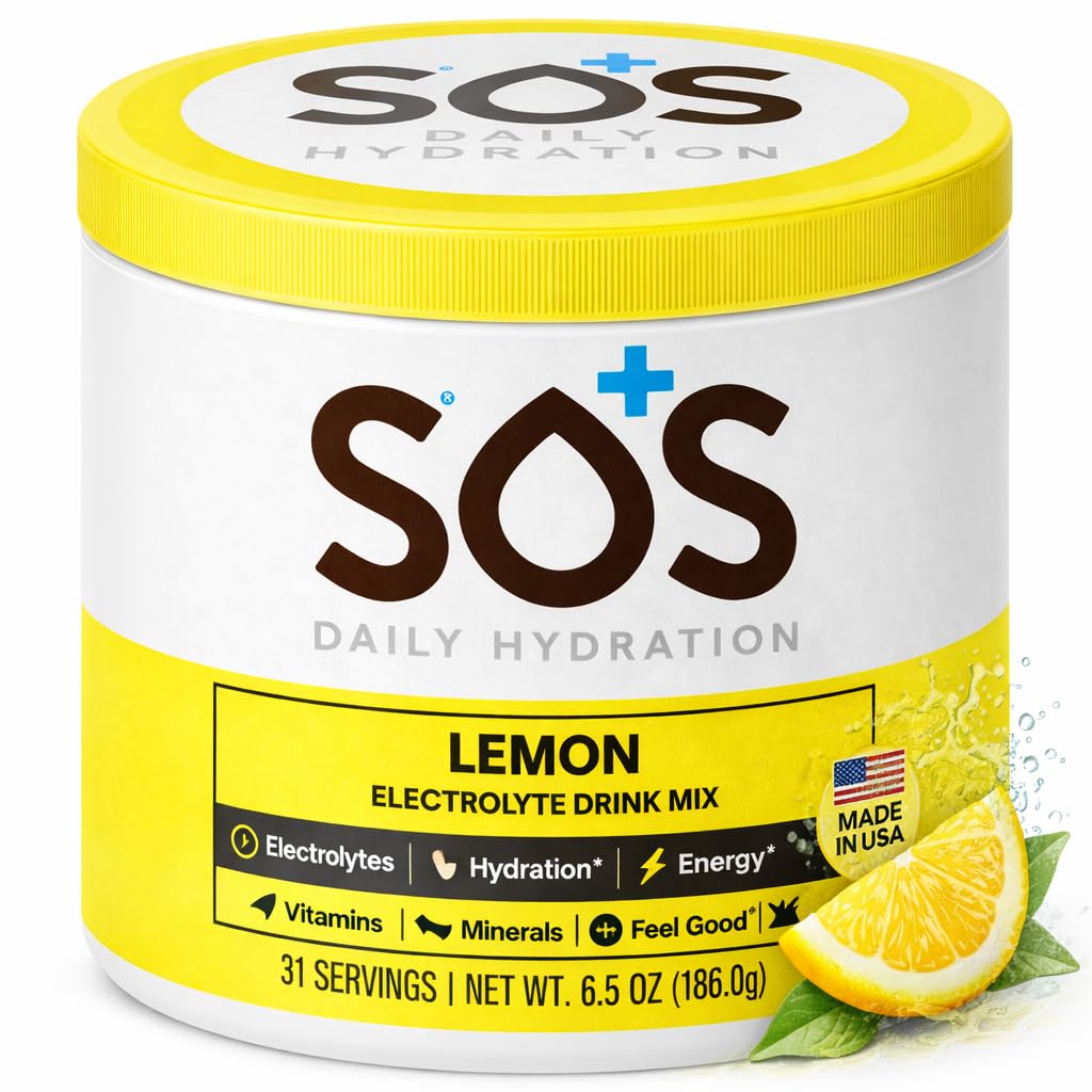 SOS 水解 电解 粉末 饮料 混合 | 31 服务 | – 低糖 | 15 Calorie Keto-Friendly & 快速补液 | Lemon Flavor