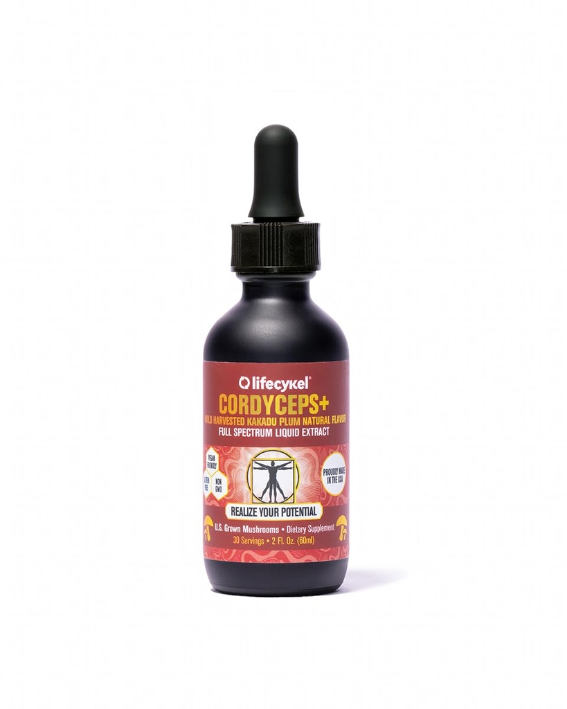 Fatigue & Stamina-Mycelium Vitamin C 抗氧化剂 非GMO 有机蘑菇在美国制造,2 Fl oz(包装 May Vary)