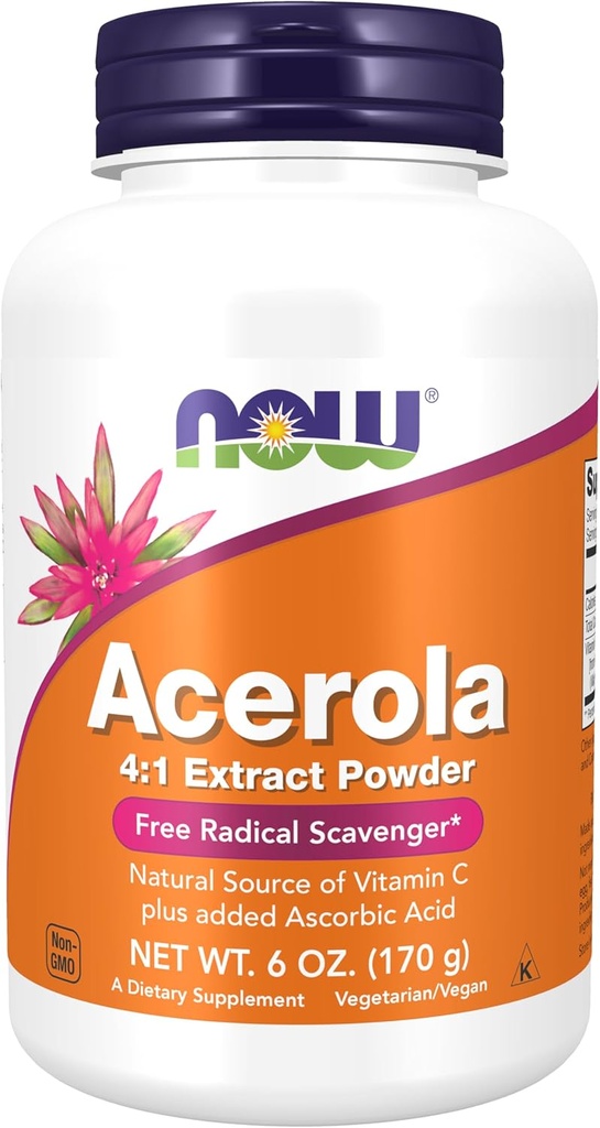 Now Foods Supplements, Acerola 4:1 提取粉末, Acerola 和 Ascorbic 酸, 自由激进拾荒者*, 6-Ounce