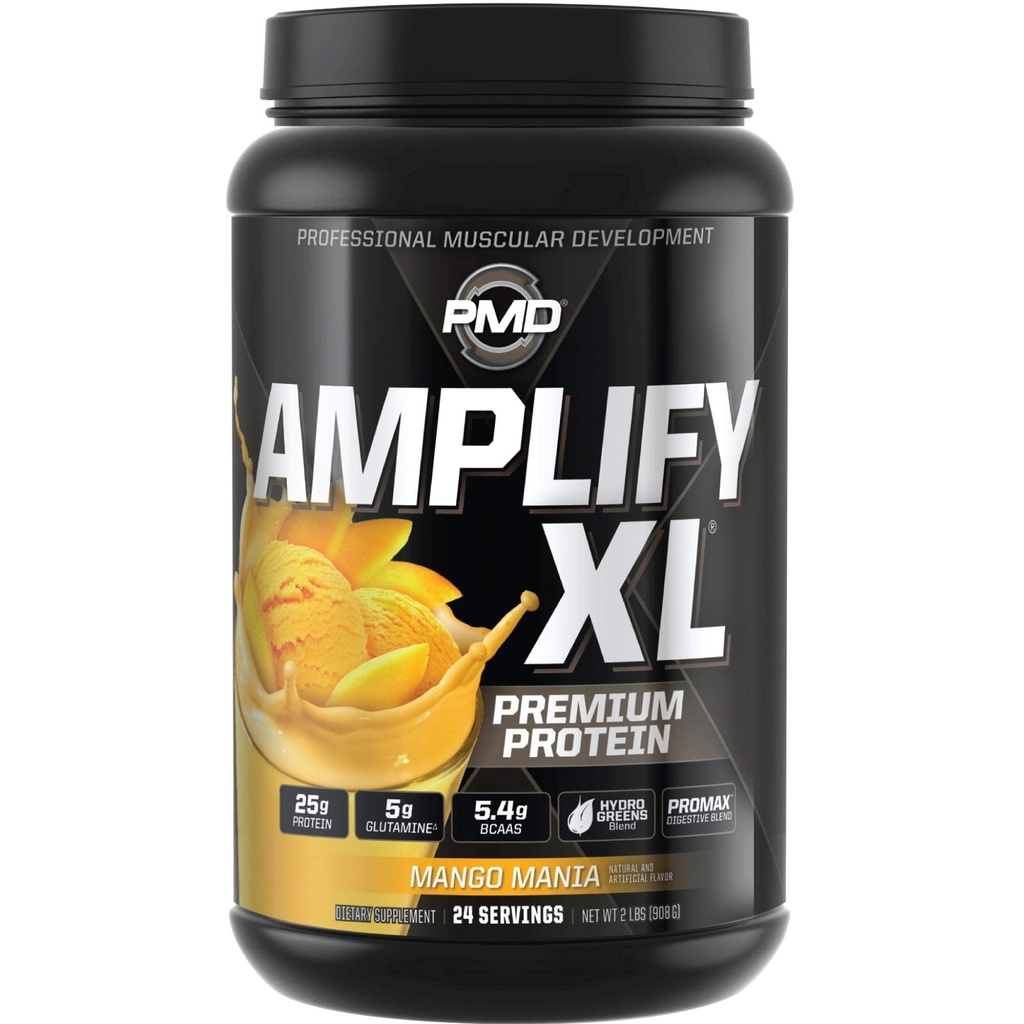 PMD 体育 放大 XL Premium Whei蛋白 补充 Hydro Greens Blend - Glutamine 和 Whei蛋白 矩阵 配有超食品 用于肌肉,强力和复苏 - Mango Mania (24 services)