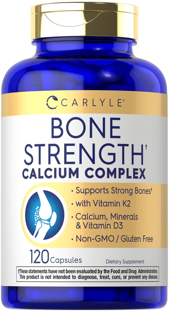 Carlyle Bone 强力钙复合物 配有维生素D3,镁,K2,锌和硼 → 120 Capsules → Non-GMO, Gluten Free