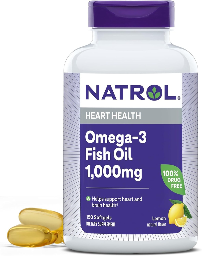 Natrol,Omega-3 鱼油软胶,心脏健康饮食补充,1000毫克,150个计数