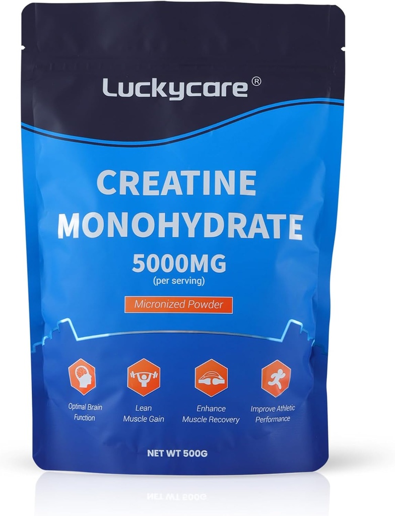 Luckycare Creatine 单水合物 - 5,000 mg纯微量化Creatine - Creatine Powder 支持强和性能 - 100 services, 500G