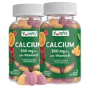 YumVs Calcium 500 mg 配有维生素D3 - Raspberry & Orange Flavor Calcium Vitamin D Gummys, 儿童与成年人可食用钙补充剂,维生素D Calcium Gummys (60 count (Pack of 2))