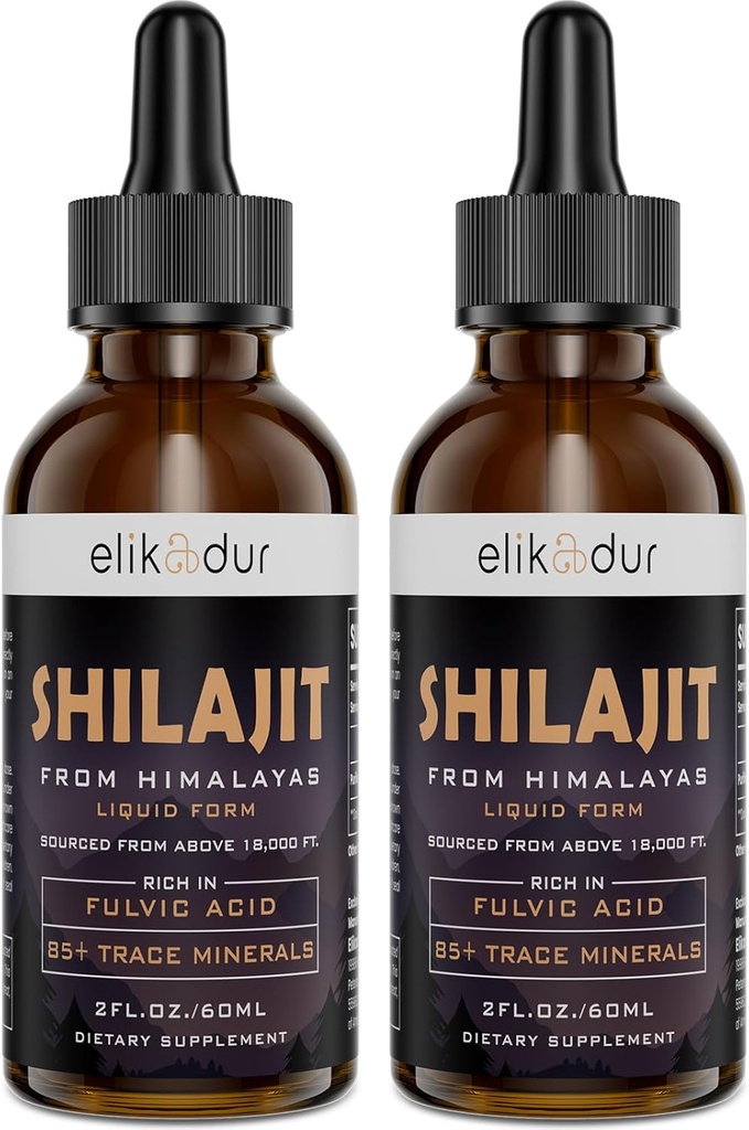 Shilajit Resin有机液体补充剂,Shilajit 喜马拉雅有机剂,Shilajit液滴,Shilajit液滴含有85个痕量矿物,替代Resin & Capsules,120毫升