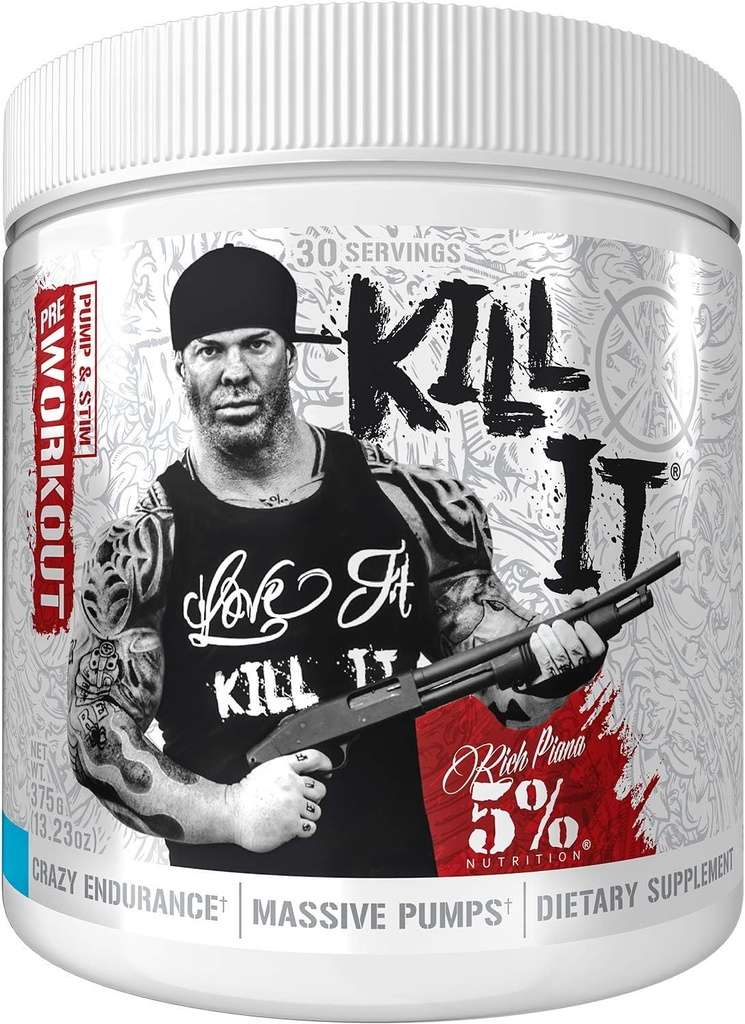 富皮亚娜 5% 营养 杀它 工作前粉 W/Creatine, Jitter-Free Cafeine, NO-Booster, Beta Alanine, L-Citrulline for Focus, Pump, 耐力,恢复 13.23 oz, 30 Srvgs (蓝莓柠檬汁)