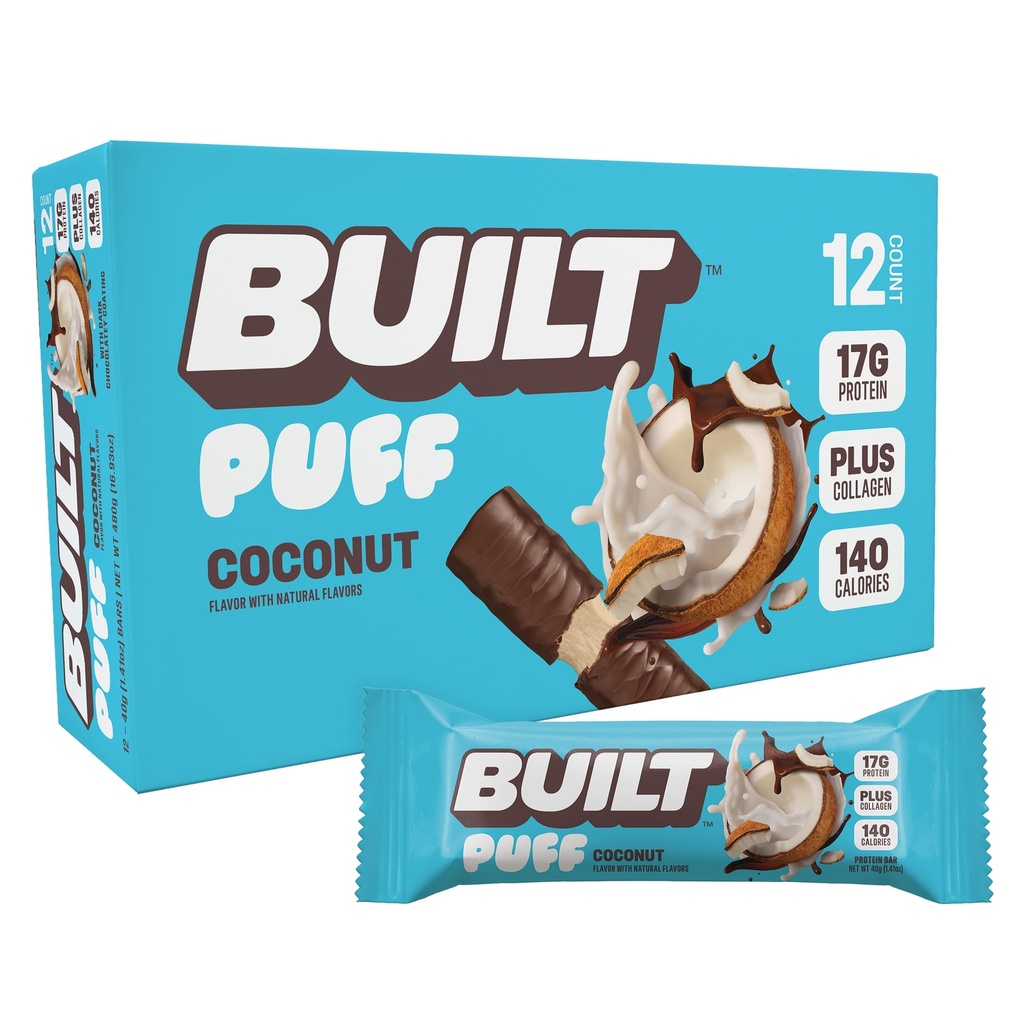 建造了巴 帕夫蛋白 帕夫 椰子 帕夫 17g 蛋白 Snacks, On-The-Go Bars, 仅140个卡罗里, 6g 糖, Collagen, Gluten Free, 12个伯爵