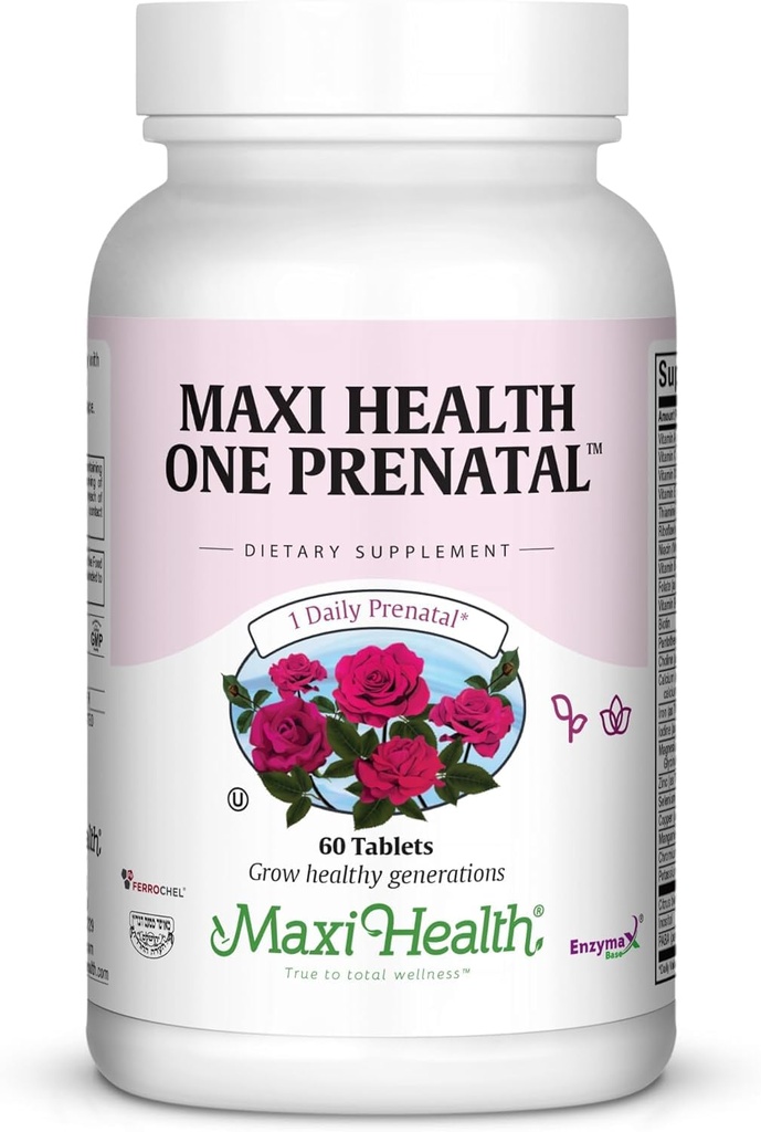 Maxi Health Prenatal Vitamins for Women – One Daily Prenatal Vitamins with Iron, Folate, Choline, Vitamin D3, and Essential Nutrients – High Absorption prenatals Supplement – 60 Day Supply