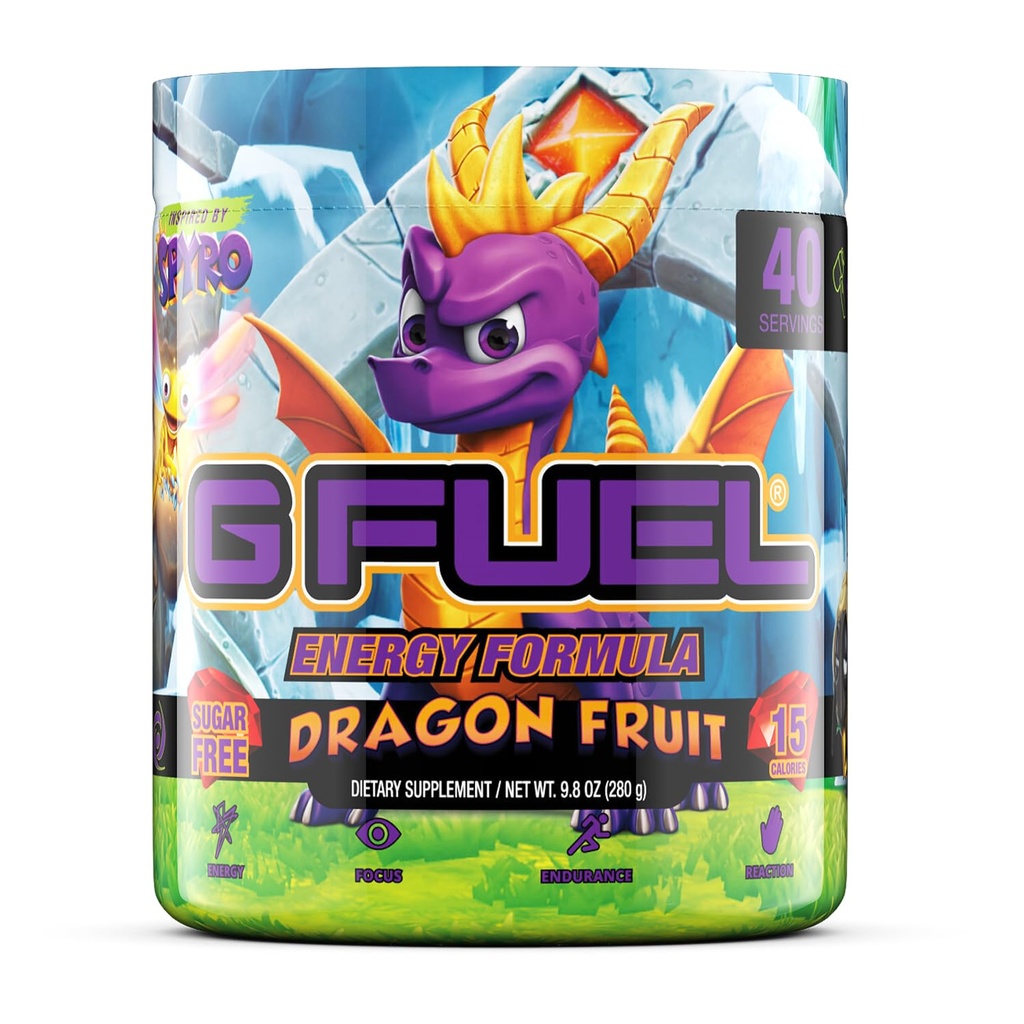 G Fuel Spyro The Dragon Energy Drinking Powder, Pre Workout Cafeine Mix for Gaming, 免糖聚焦氨基,维生素+抗氧化剂, 9.8oz(Dragon Fruit, 40 services) 互联网档案馆的存檔,存档日期2014-03-02.
