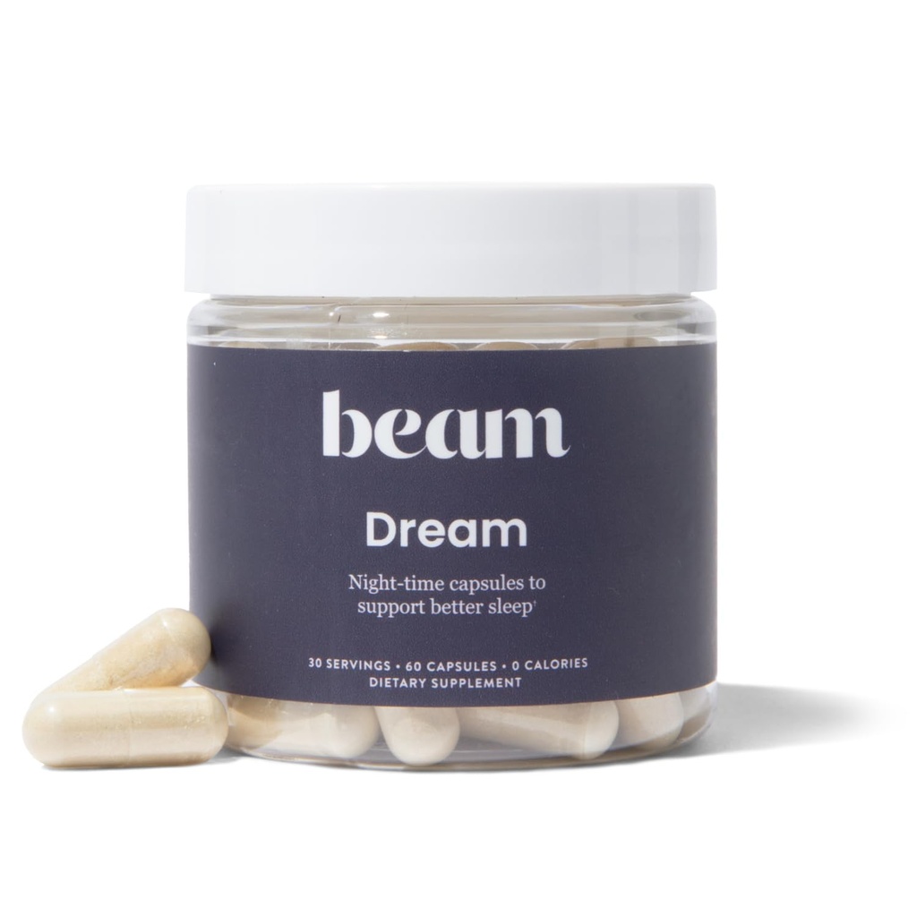 Beam Dream Sleep Capsules, L-Theanine, Apigenin, Reishi和Magnesium, 第三方测试了《自然睡眠援助和睡眠补编》,用于深睡、放松和恢复、睡眠支助、30次服务