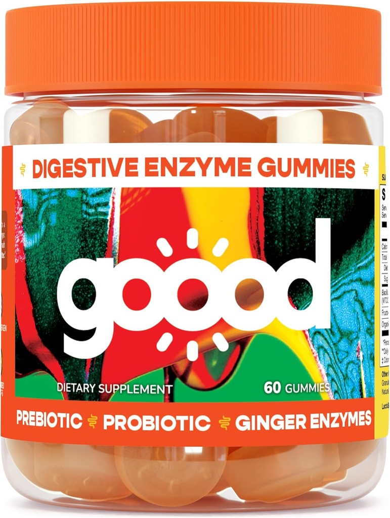 Good Probiotic & Prebiotic Gummys - 具有消化酶的妇女和男子的Probiotic Gummys - 无糖儿童 Probiotic Gummys - 非GMO & Vegan Fiber Gummys for Bloating Relief - Lemon Flavor