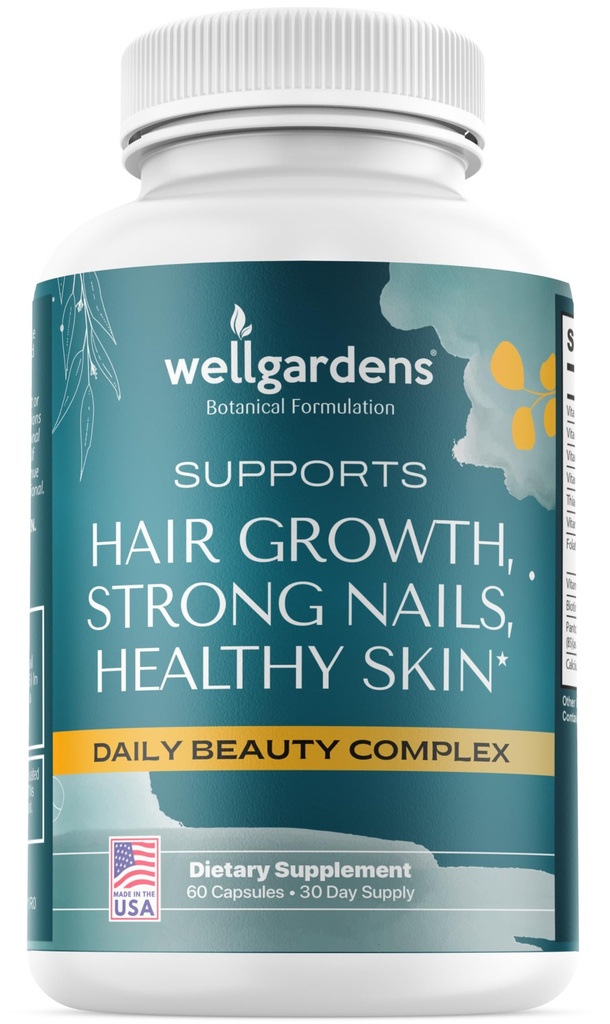 100% Pure Hair Skin and Nails Vitamins - Biotin Vitamins for Women and Men, Ages 18 and Up, Supports Faster Hair Growth, Stronger Nails, Healthy Skin, Extra Strength 78,1119mcg - 1 Month Supply