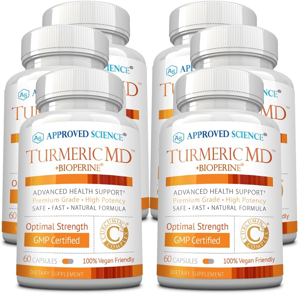 已核准的Science Turmeric MD -- -- 含BioPerine和95%的标准化Turmeric Crucuminoids -- -- 360 Capsules(供应6个月)