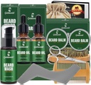 比尔·基特 比尔·格鲁明 Kit W/2 Pack Beard Oil & 2 Pack Beard Balm 圣诞 斯图弗斯给男人的礼物 他丈夫爸爸 男朋友 Shaving Kit w/Beard Wash Comb Brush