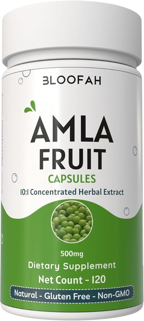 Amla Fruit Capsules 500mg 聚焦于10:1 提取 Phyllanthus emblica 天然草药补充 QQ Non-GMO, Gluten-Free QQ 传统健康公式(120 Counter of 1).