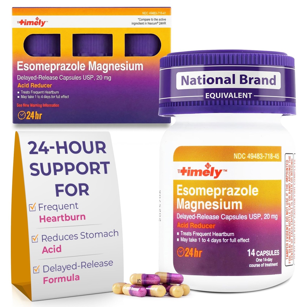 及时的Someprazole Magnesium 20mg Antacid Pills - 胃酸还原剂,频繁的心脏烧伤救济和酸性 Reflux医学 - 24小时Someprazole 延迟释放 Capsules - 42 计数