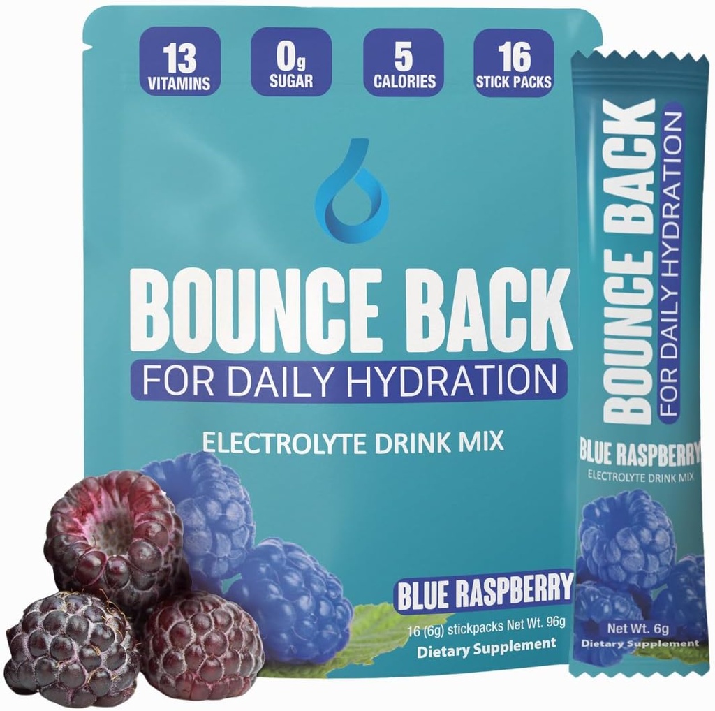 Bounce Back Daily Hydrition - 13 基本维生素,零糖电解质包 - 5 Calories, Organic - Keto and Intermittent friendly → 0 Net Carbs (16 Pack, Blue Raspberry) 互联网档案馆的存檔,存档日期2014-09-02.