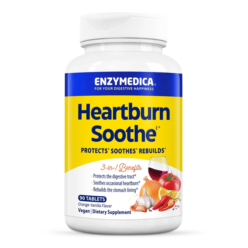 Enzymedica, Heartburn Soothe, 快动作消化剂援助, 香草橙, 90 Chews (45名服务员)