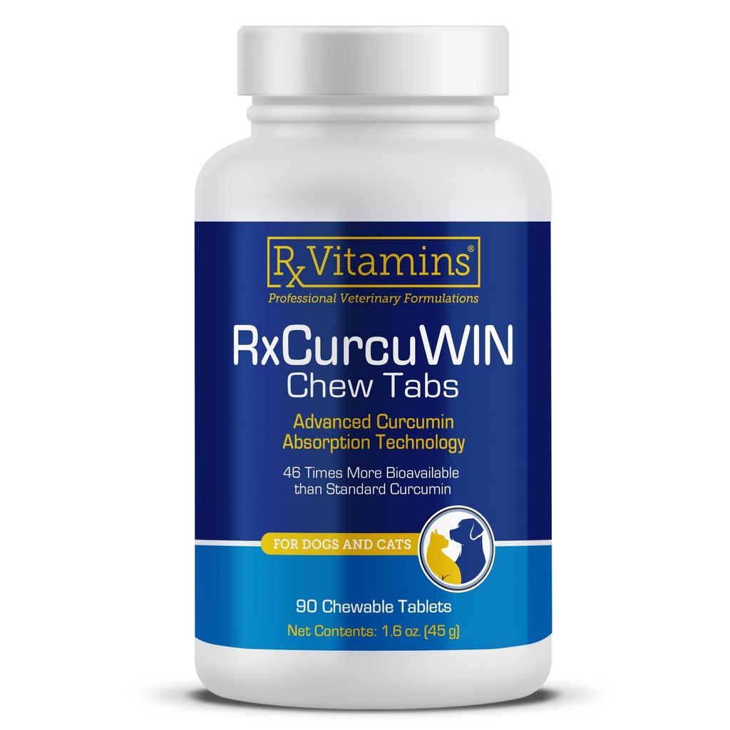 Rx 维生素 CurcuWIN - 狗和猫的Curcumin - 维生素和补充剂,过敏救济 - 提供免疫支持和辅助消化支持 - 联合补充剂 - 90ct